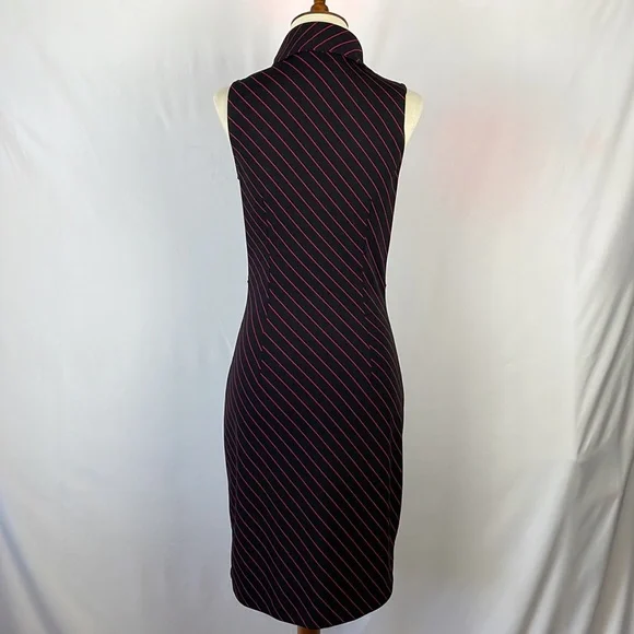 Express Black and Magenta Diagonal Striped Sleeveless Dress - Size 1/2 Juniors - Picture 7 of 12